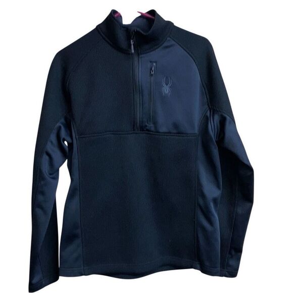411. Spyder black half zip fleece lined fall jacket size medium - Picture 1 of 8